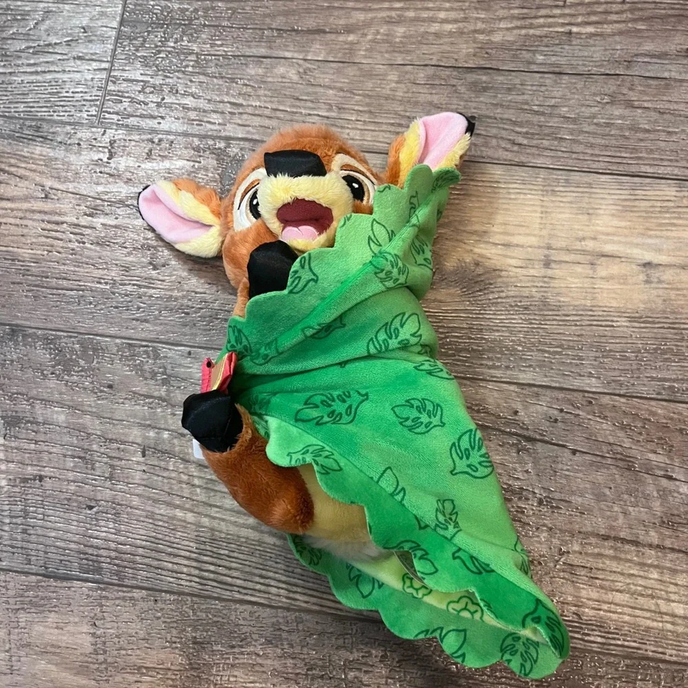 Disney Babies Bambi Plush‎ Swaddle Leaf Blanket Fawn Disney Parks 11 inch